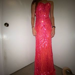 Hot pink sequins Mac Duggal gown